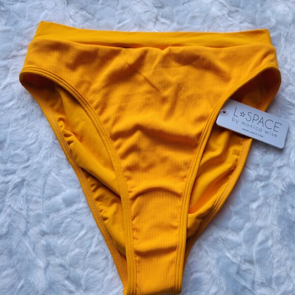 L*Space Bikini Bottom Women's Large Orange Ribbed Swimwear by Revolve NWT - Picture 1 of 5